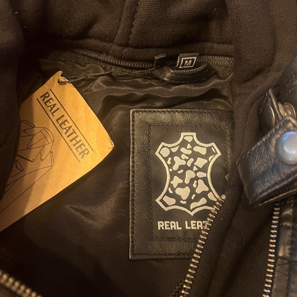 Genuine Leather Black Moto Jacket w/ Hood • New • Real Leather - Picture 9 of 13